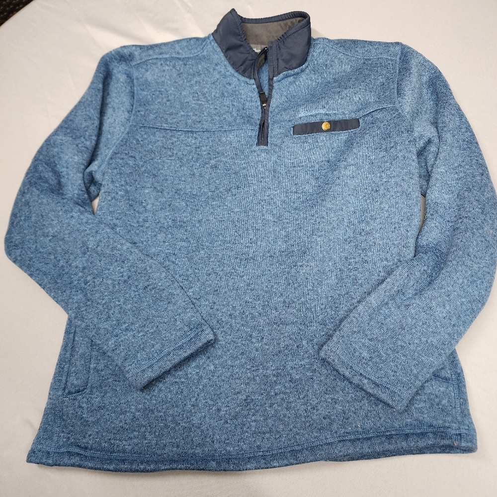 Eddie Bauer Sweater Quarter Zip Mens Large Fleece Navy Outdoor Casual